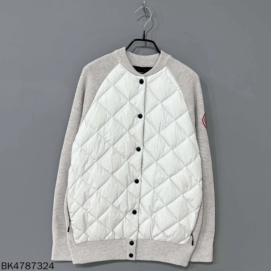 99新 CANADA GOOSE 菱格羽绒拼接针织外套/S码/87324
