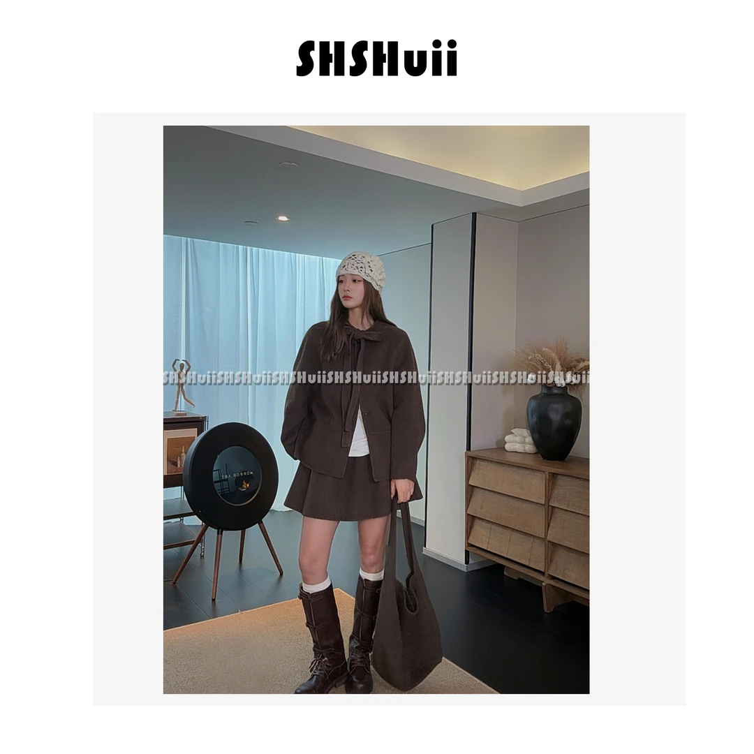 IN.SHuii【泰唔士】早秋羊毛桑蚕丝设计感简约气质大衣短外套/BEID