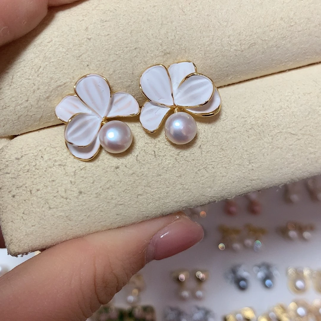 淡水珍珠耳饰合金