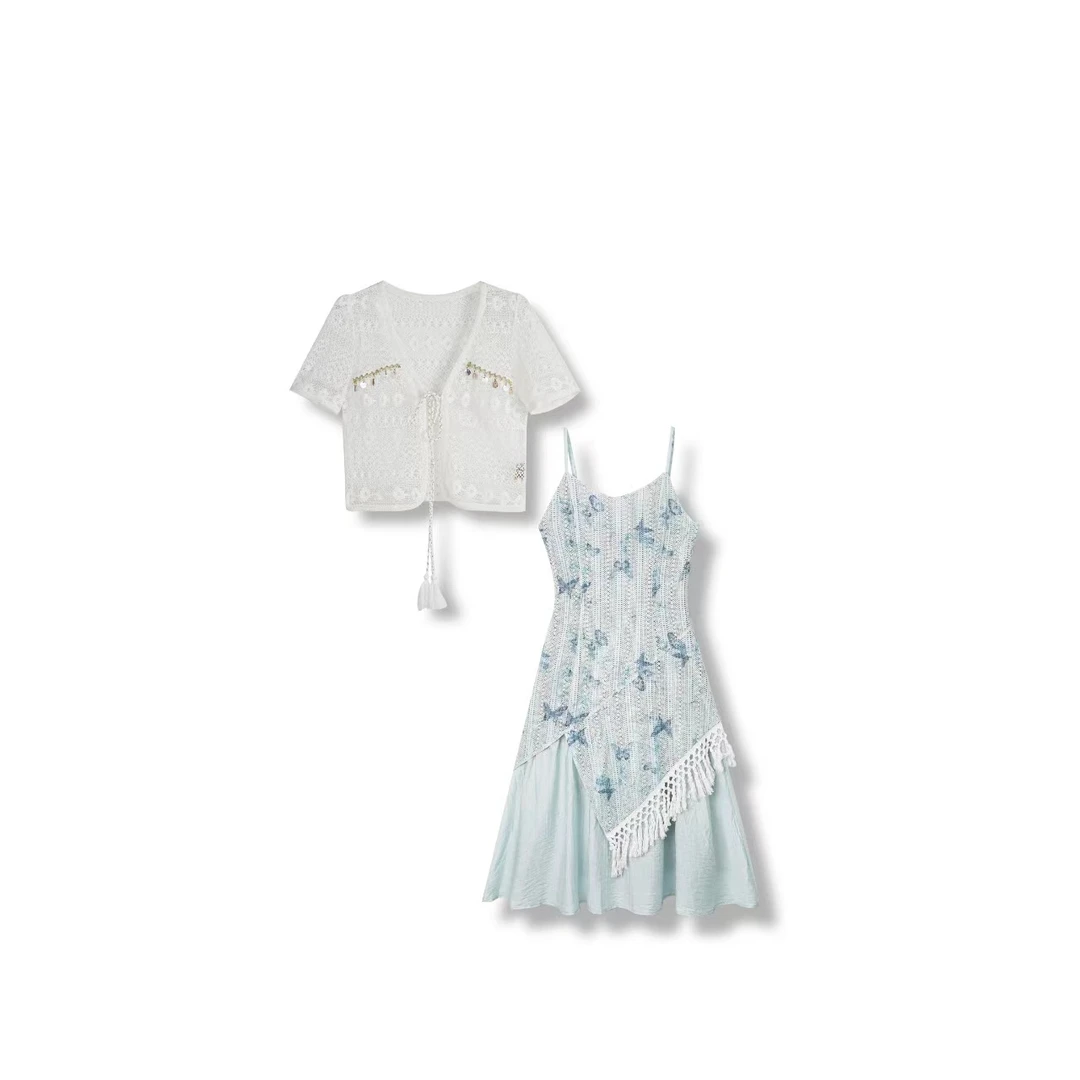 【云云专属】YICHEN夏季新款民族风吊带流苏连衣裙YC6288