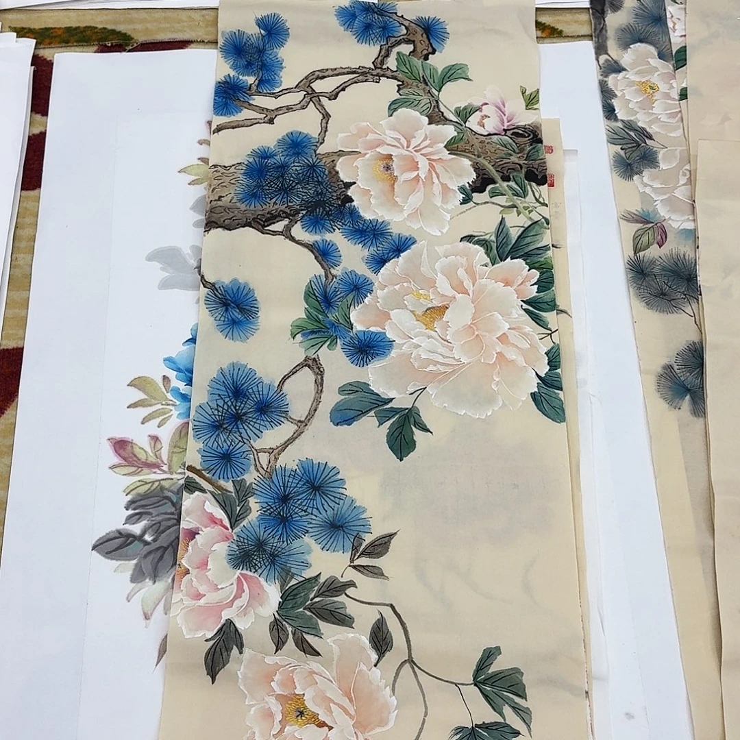 葡***时国画三尺手绘作品工笔