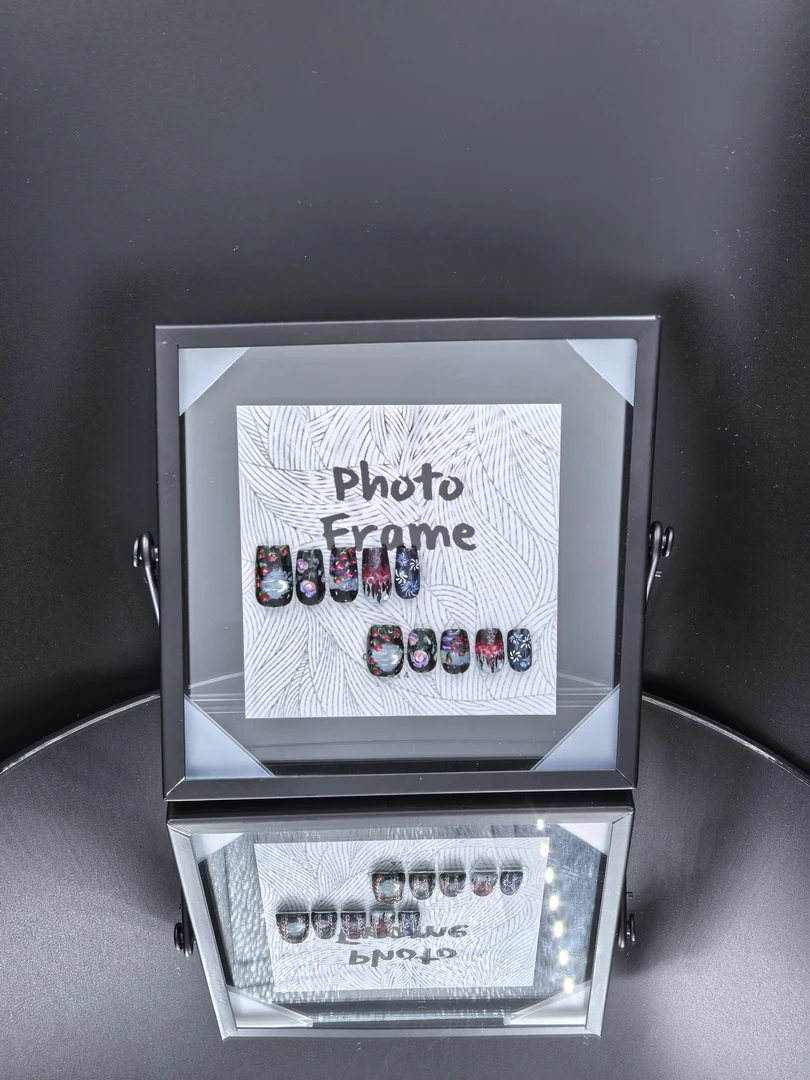 安夏 冰玫瑰 直角方 纯手工穿戴甲10片