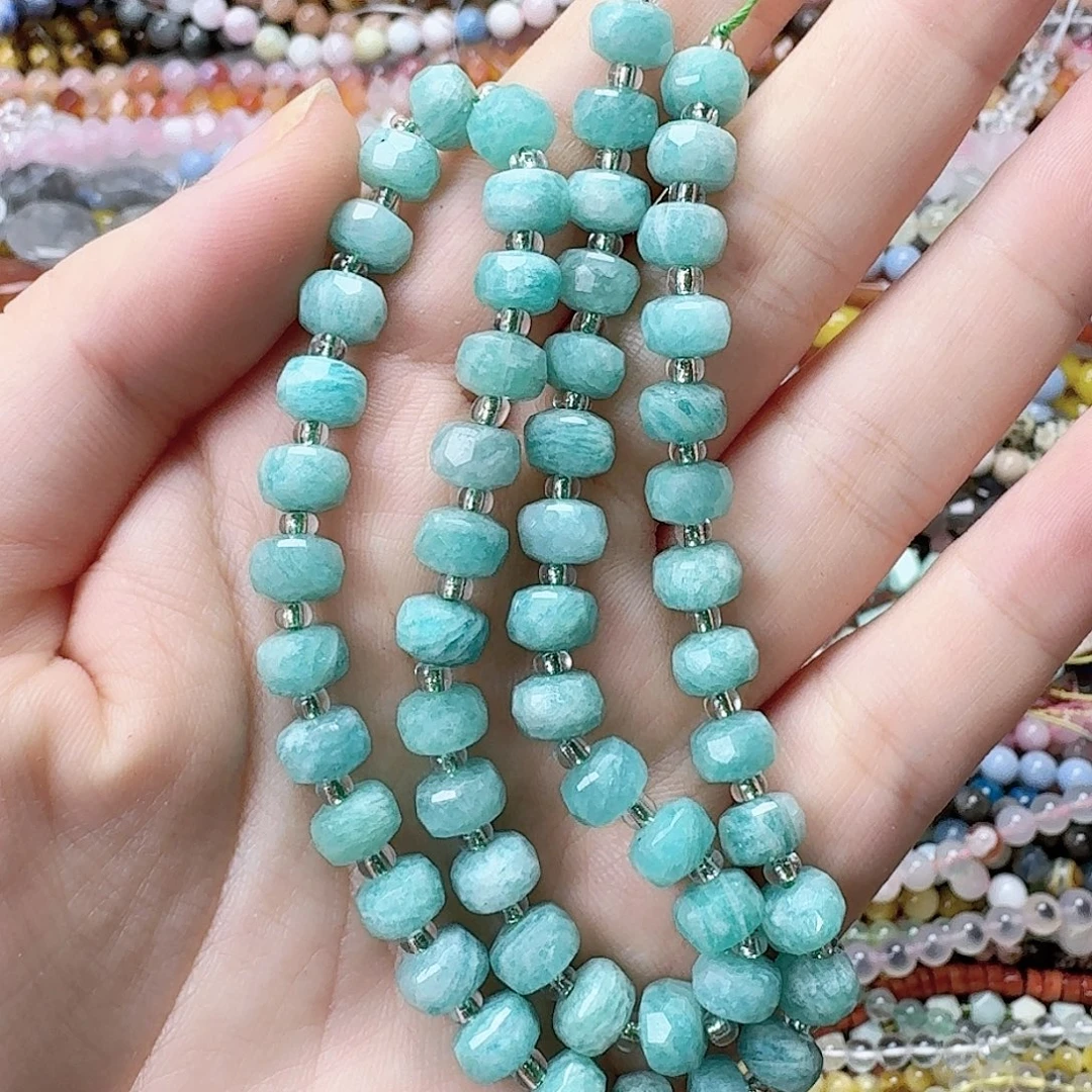 玛瑙/玉髓未镶嵌珠宝半成品卡7天河石车轮一条