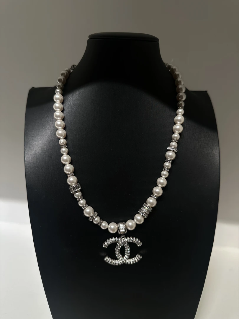 99新 Chanel/香奈儿 Chanel 23P 双C镶钻珍珠项链/11460486