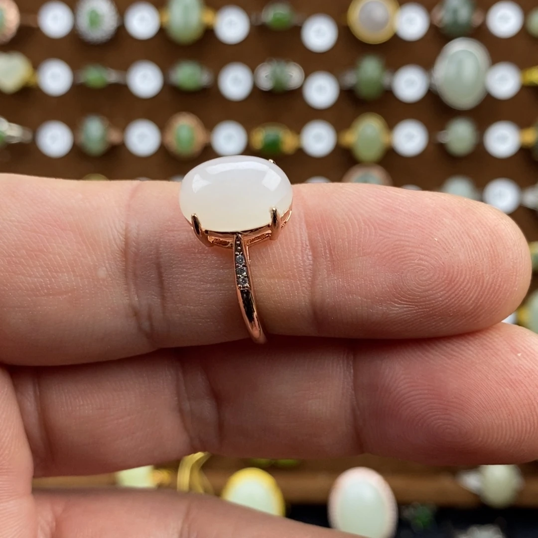 和田玉（白玉）合金戒指