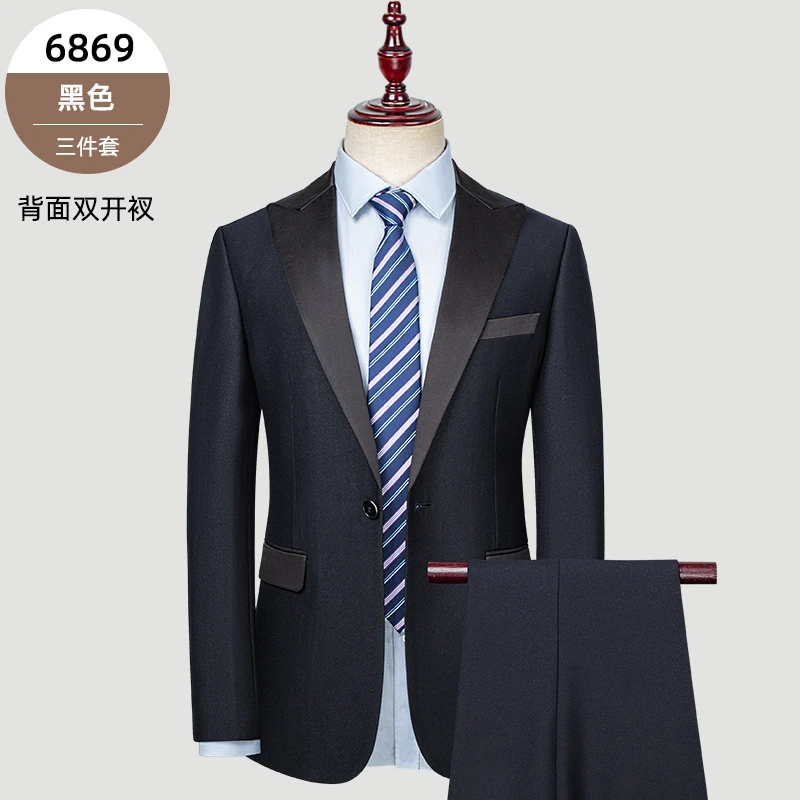 【礼服款】一粒扣双开衩商务修身型婚礼西服套装男士耐磨礼服时尚