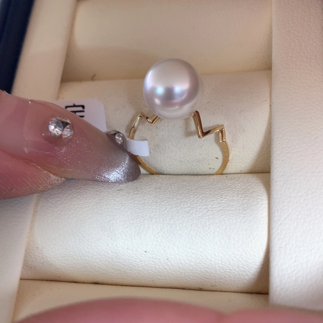 海水珍珠戒指18K金镶嵌