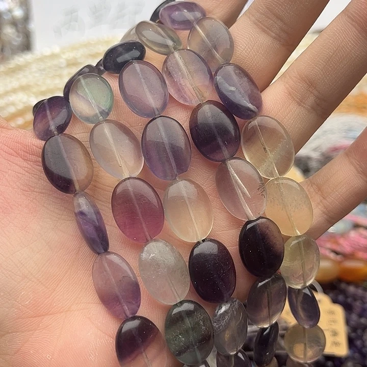 玛瑙/玉髓未镶嵌珠宝半成品一条12.5mm左右萤石椭圆片
