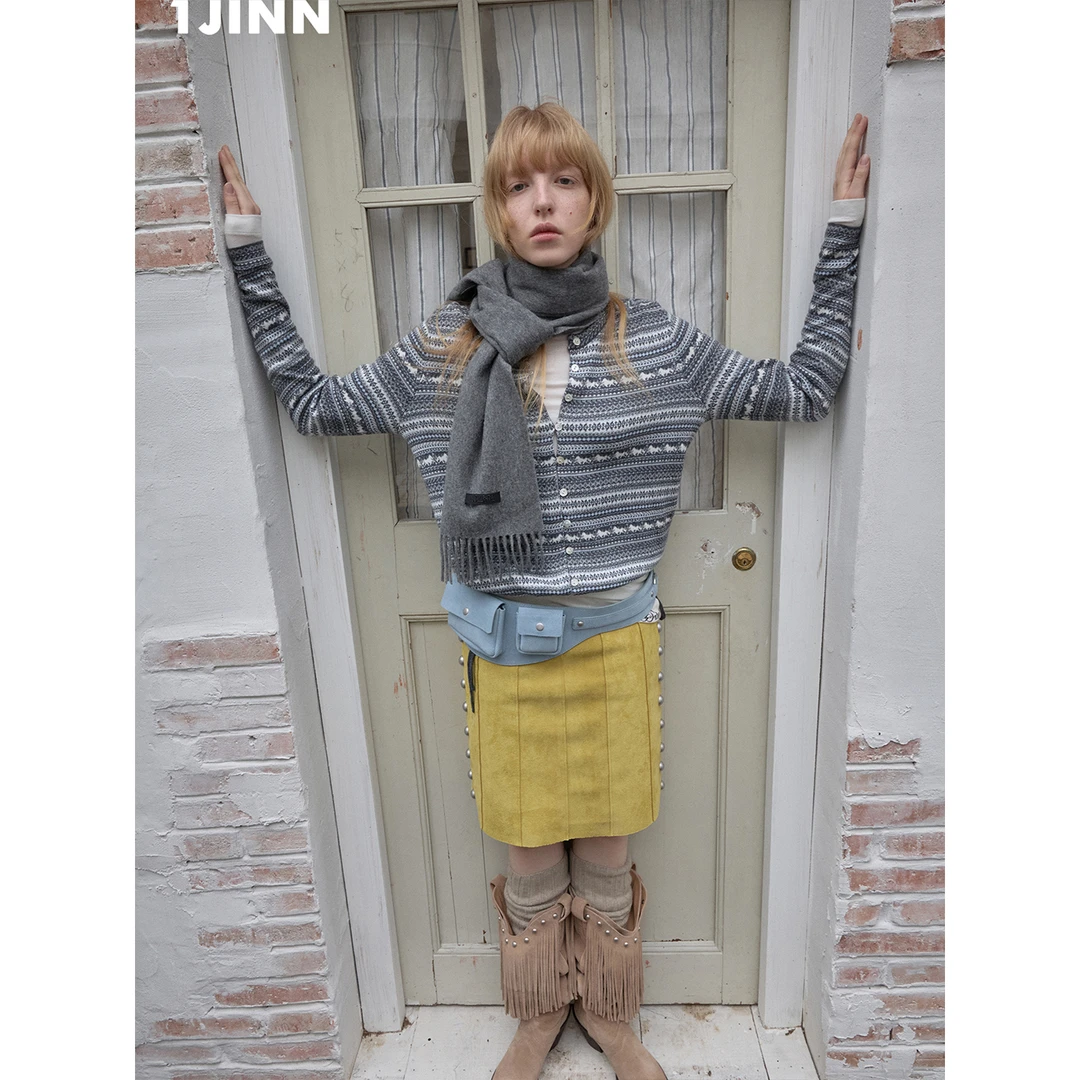 【达人专属】1JINN STUDIO 费尔岛小马提花抽绳花苞针织开衫
