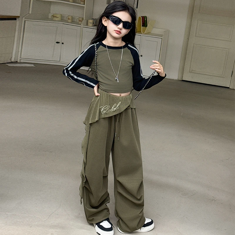 女童套装洋气时髦春秋装2025新款中大童甜酷时尚工装风两件套酷飒