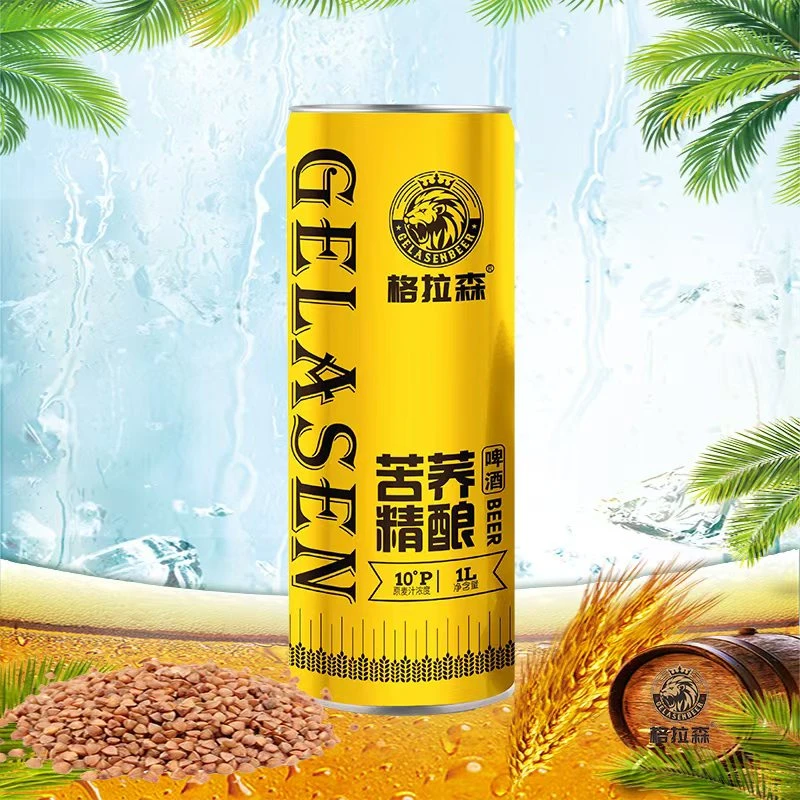 【产业联盟臻选】格拉森苦荞精酿啤酒 马口铁1L(麦芽度10)黄罐