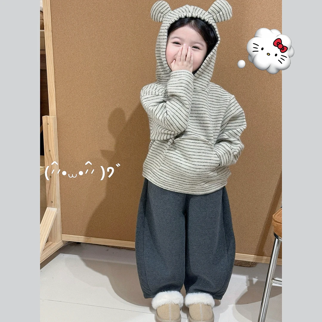 【鱼子酱】Q25273TZ条纹上衣弯刀裤两件套中小童女童童装