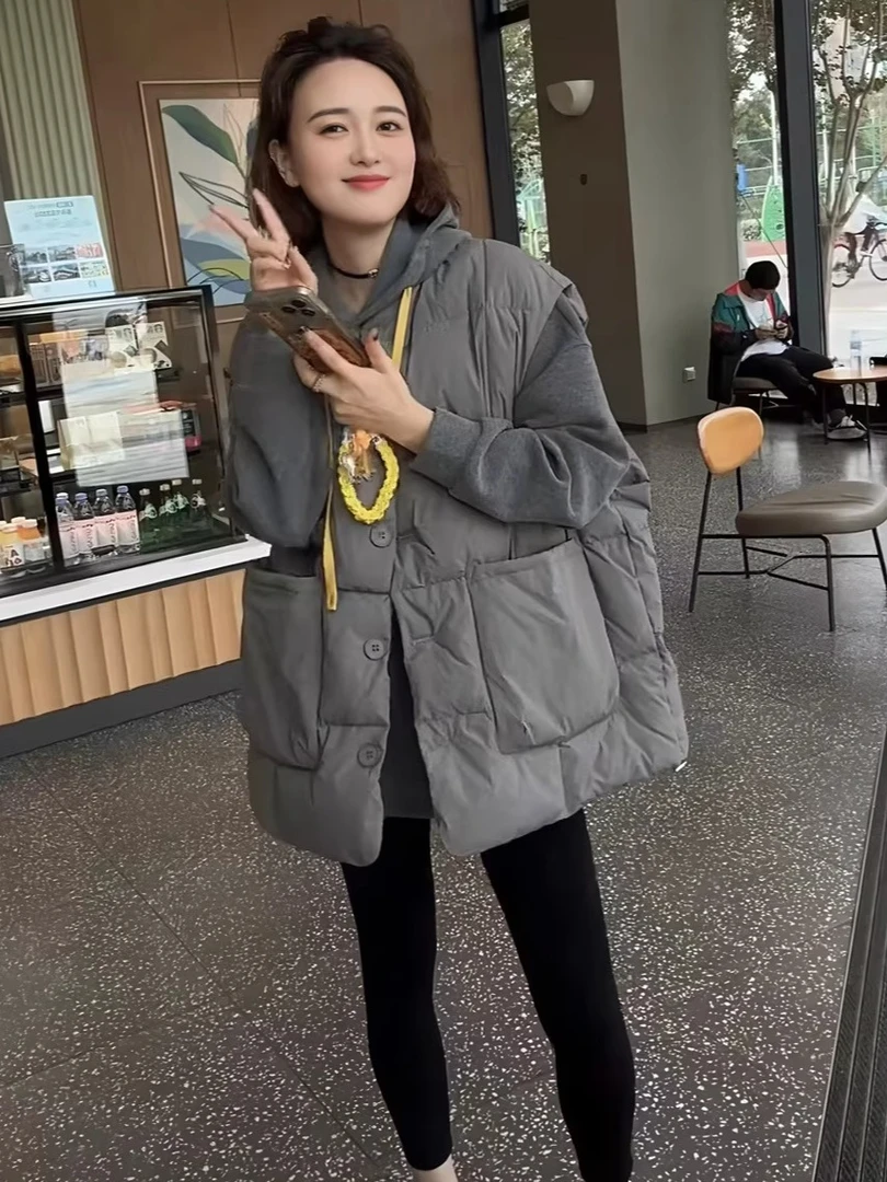 欧货大口袋棉马甲女2025秋冬新款休闲加厚保暖坎肩棉马夹无袖棉服