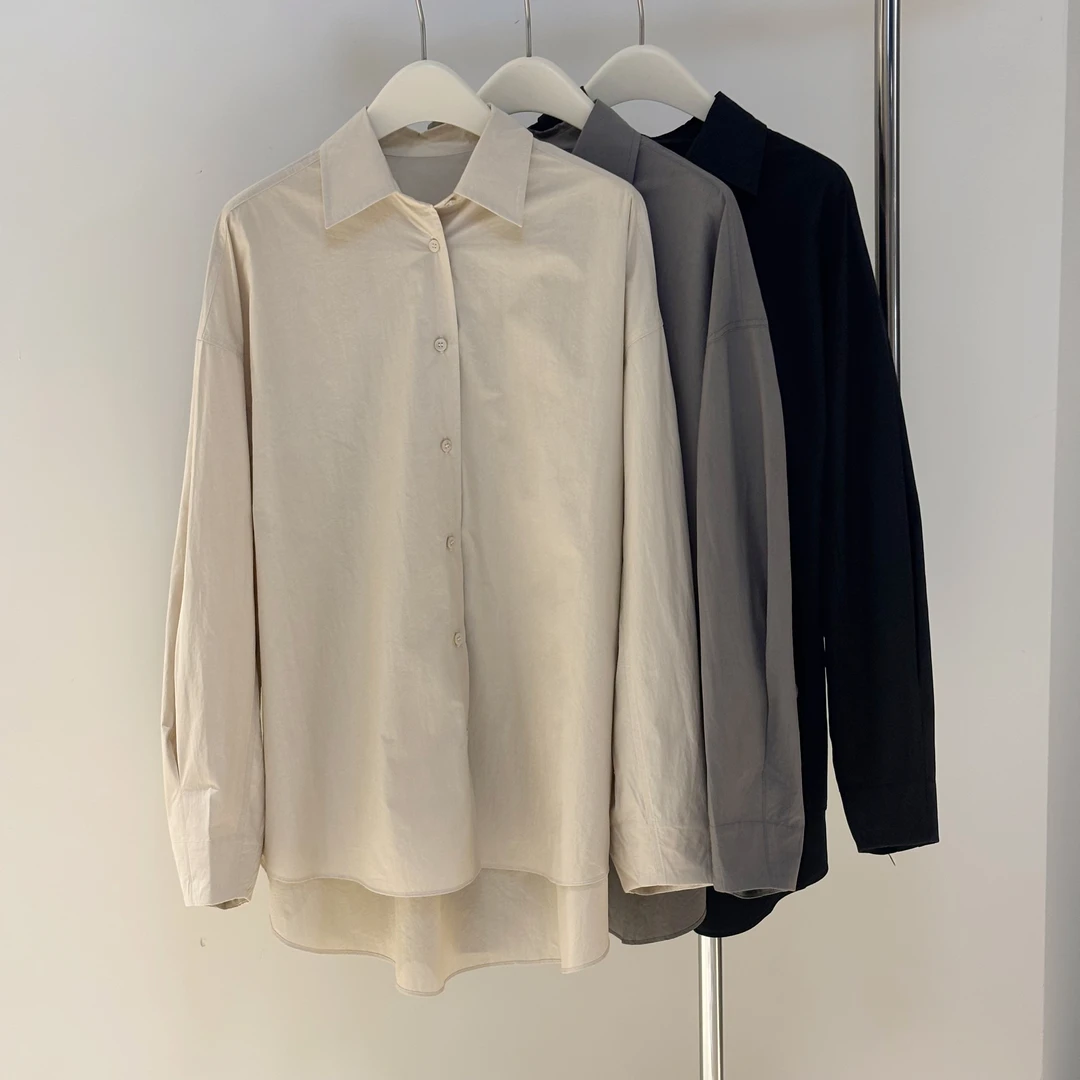 【塔鹿蕾】25年春夏新款羊腿袖衬衫宽松简约休闲百搭衬衣外套2578