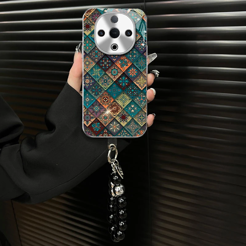 适用【vivoy300】玻璃壳五彩图腾ins风网红创意个性防摔手机壳女款