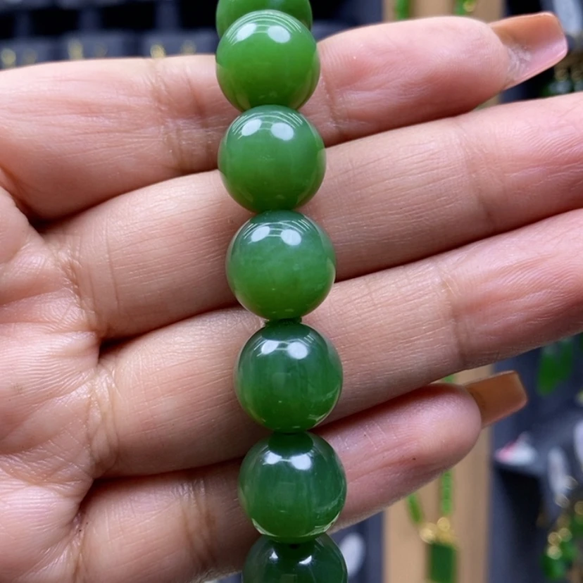 【闪购商品】和田玉手串未镶嵌12.6mm微猫眼16颗手串