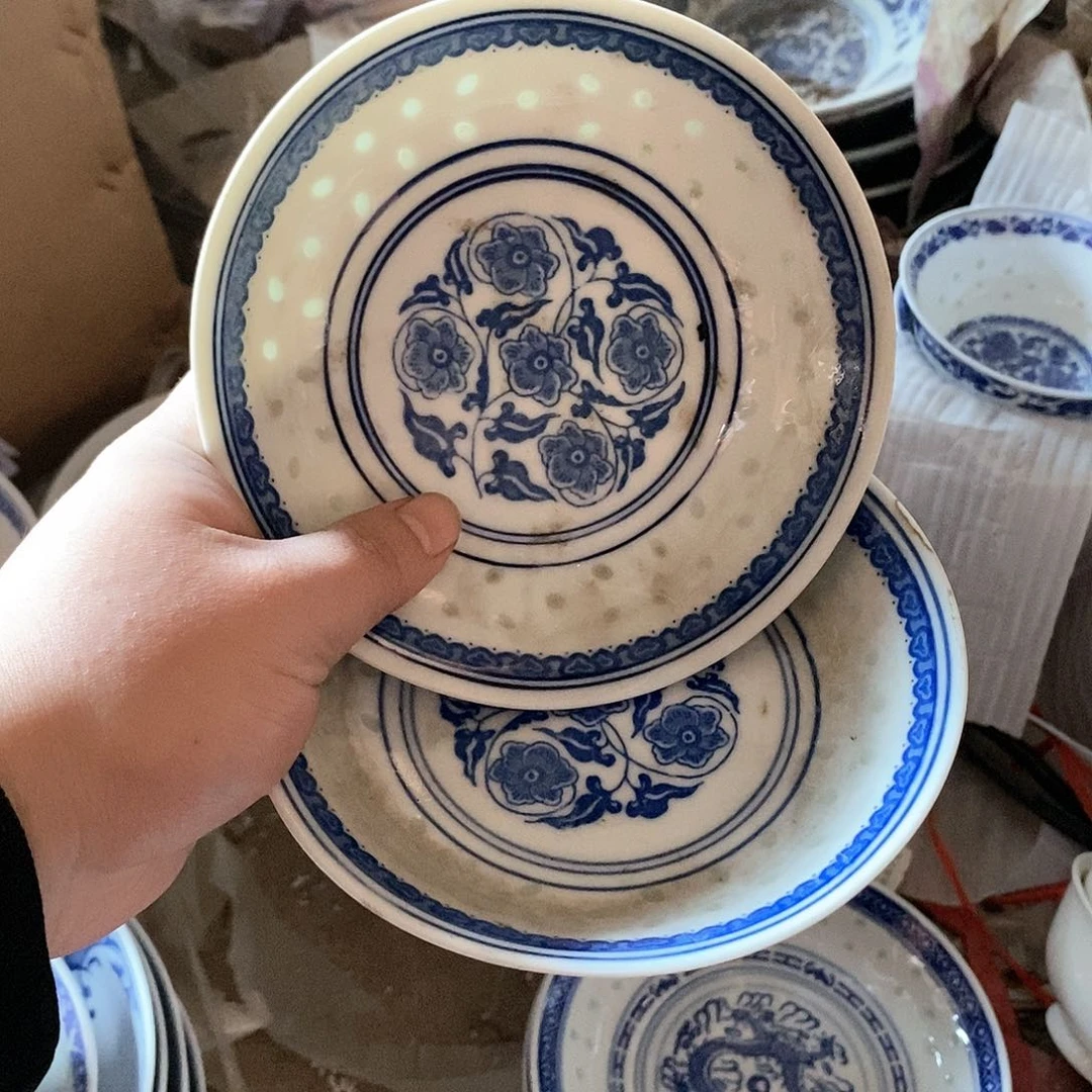 摆件5.5寸青花玲珑瓷盘