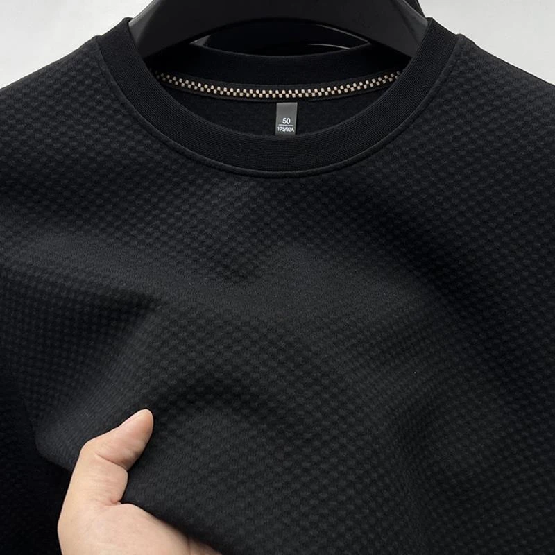 【TQUX港奢男装】圆领厚棉T男中舒适抗皱免熨烫长袖T恤男简约百搭