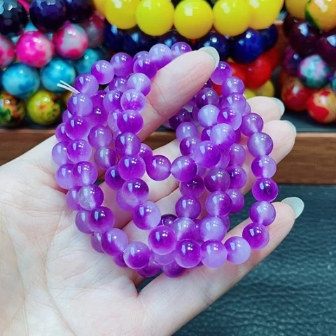 玛瑙未镶嵌手饰紫飘花108