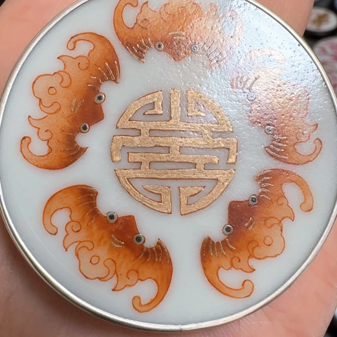 梵***音瓷片金五福挂件一个