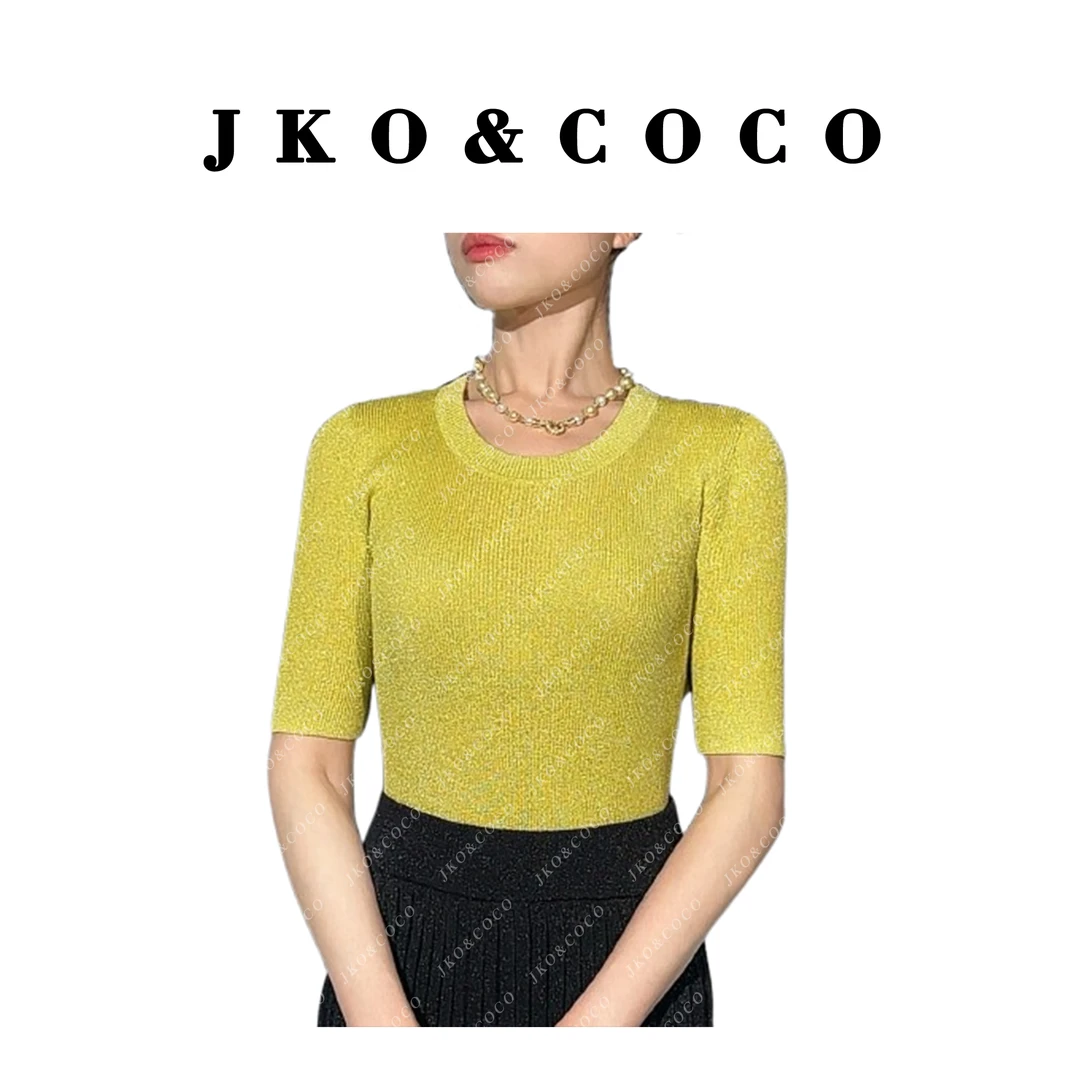 JKO&COCO【浅云】意大利水晶纱夏季薄款时尚百搭 针织衫 上衣短袖