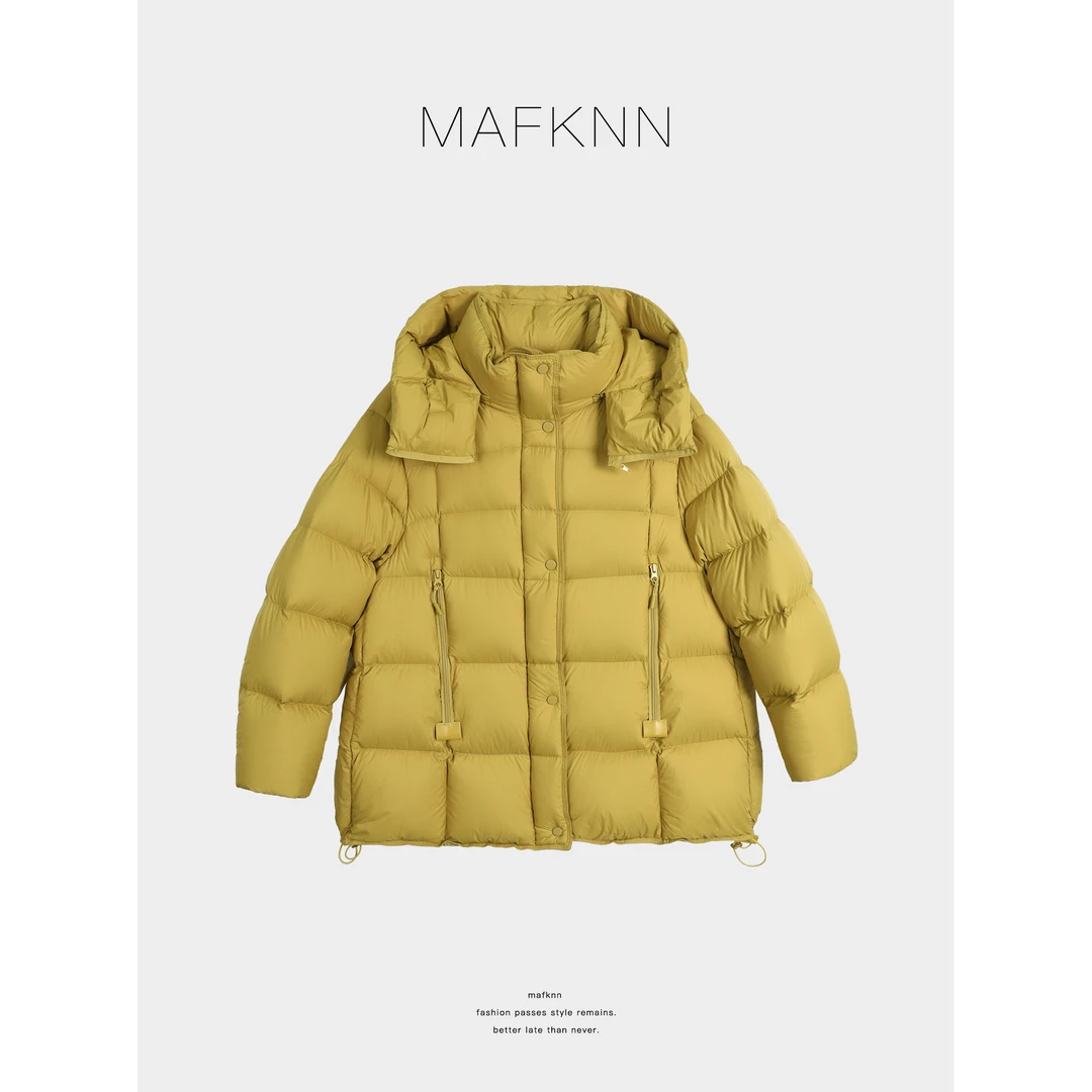 MAFKNN/玛肯时尚休闲简约纯色百搭90白鹅绒羽绒服MK13985