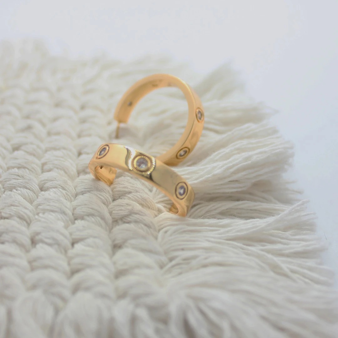 铜合金合成锆石耳饰 日韩冷淡风耳钉【哎呦家18532】