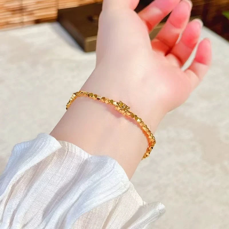 铜合金手镯 蹦迪珠手链小蛮腰手镯女款时尚半镯半链新款SL6017