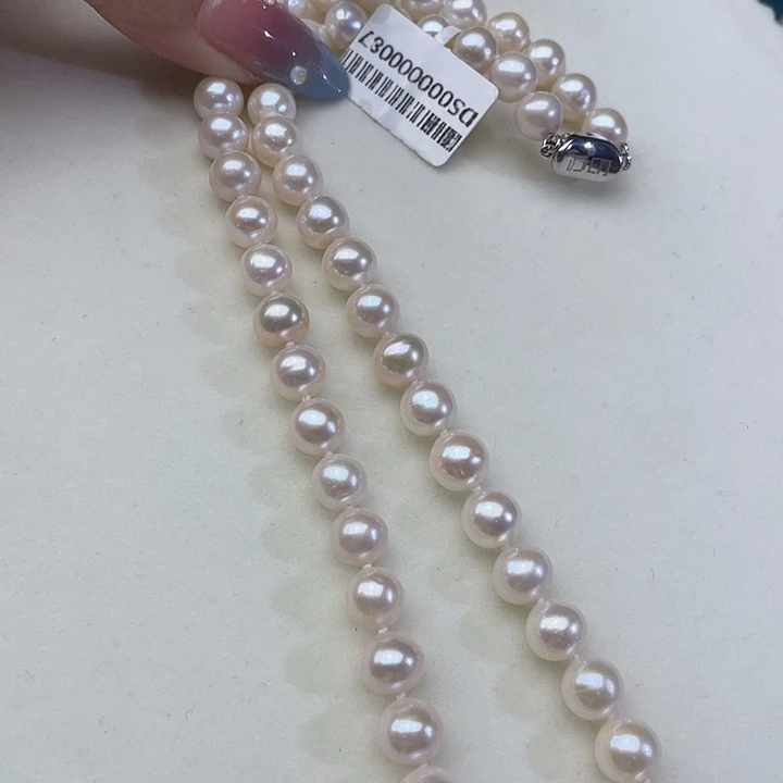 淡水珍珠银S925镶嵌颈饰卡8➕极光天女粉高品
