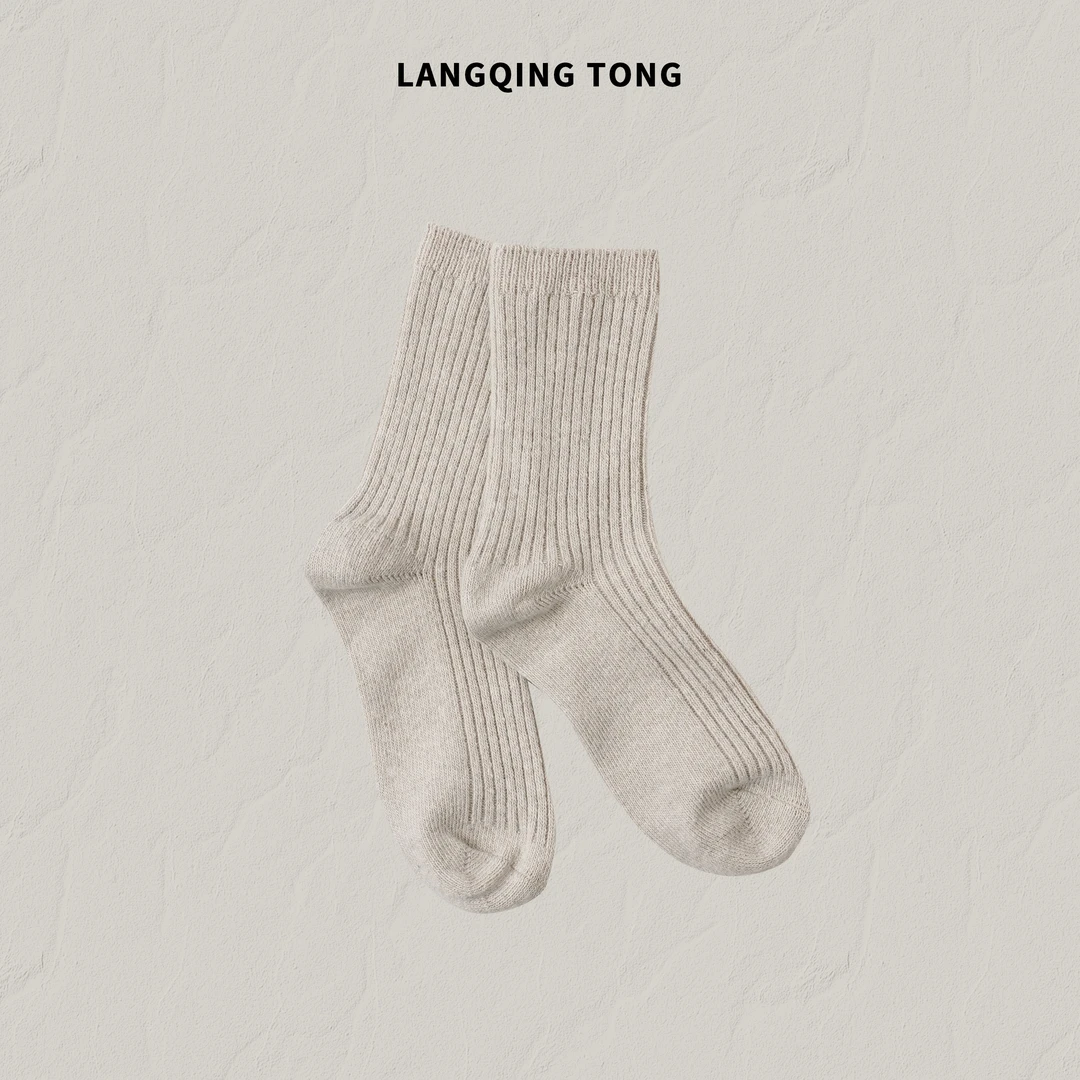 LANGQING 条纹百搭加厚堆堆袜46870#