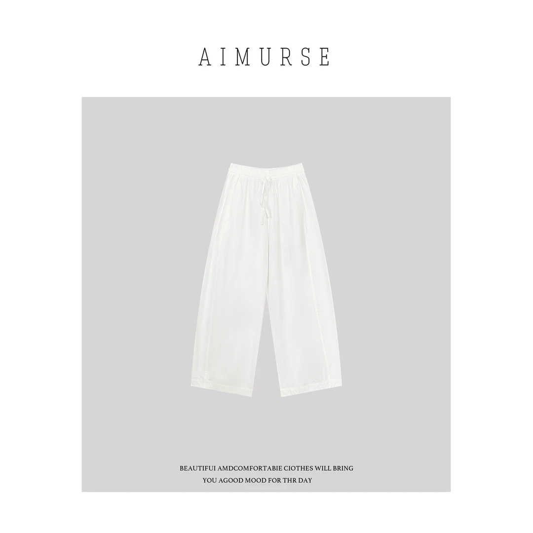 AIMURSE【热气球】小众设计师 夏季棉感透气百搭弯刀休闲裤 AM6806