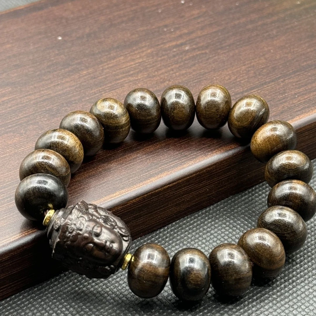 增香沉香木沉贵宝算盘珠三面佛手串佛珠男款文玩木质念珠手链盘玩