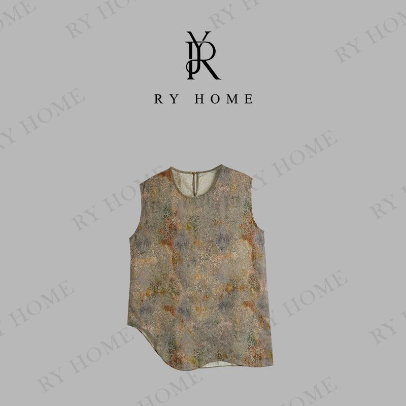 【容雨RYHOME】国风水染不规则圆领马甲252MJ1555