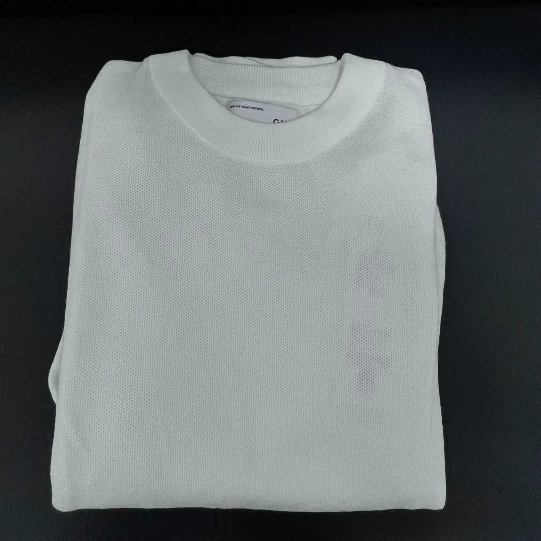 【G家】白色圆领针织菠萝纹毛衣