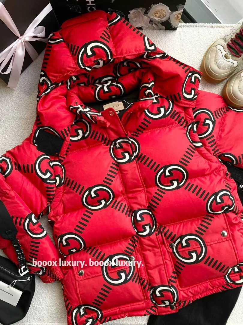 未使用 GUCCI/古驰 bb2497 锦轮 新款满印双G红色羽绒服外套 38码