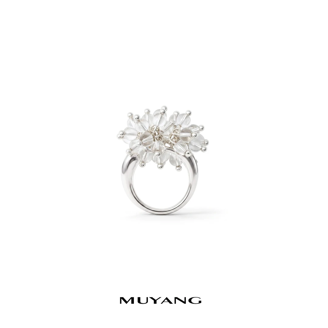muyang/慕阳 铜合金琉璃戒指 气质精致小众可调节指环穗澜戒指