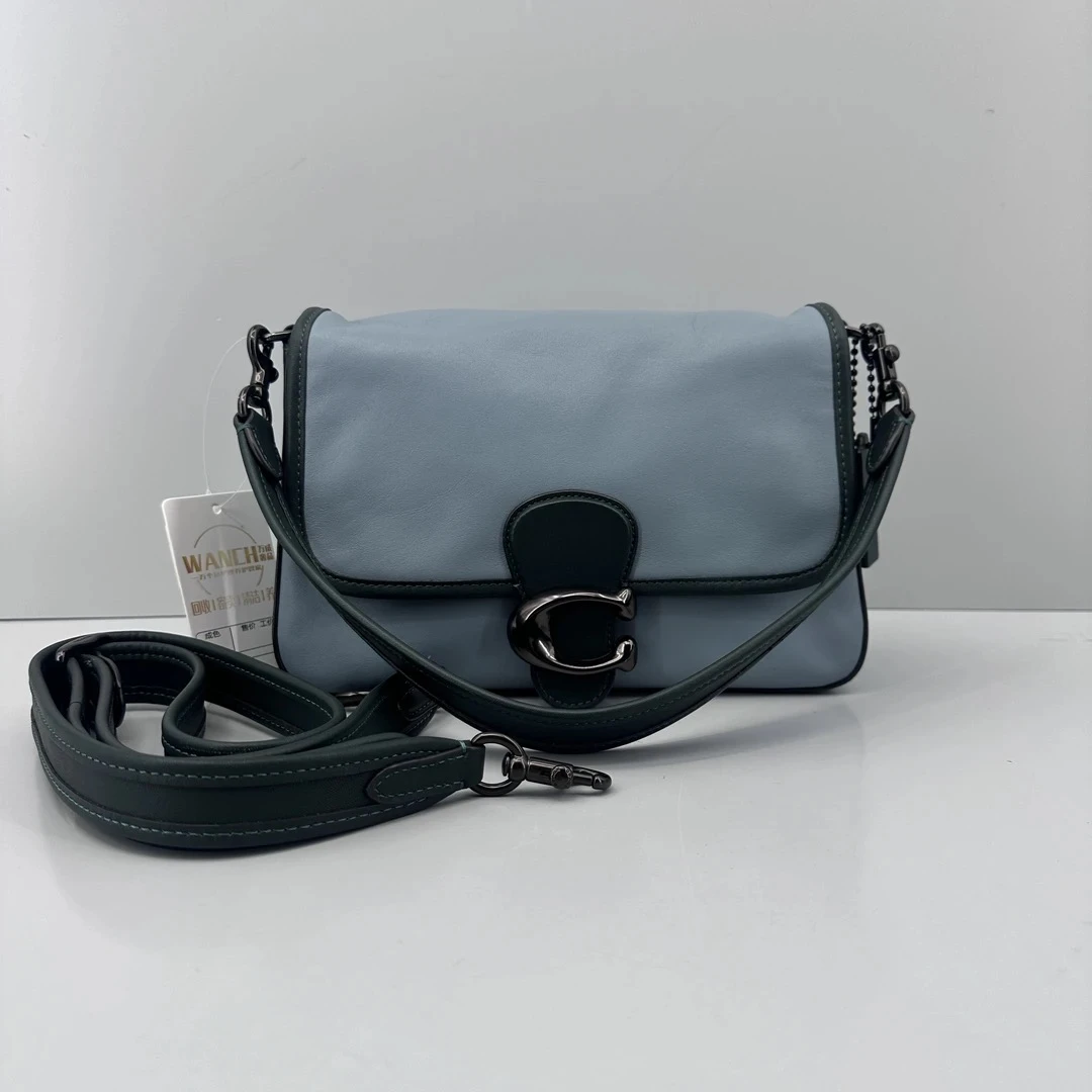 95新 COACH/蔻驰 soft tabby蓝绿色单肩包26*18*9cm EM071301