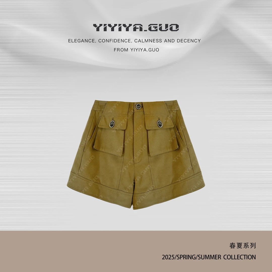 yiyiya.Guo艺艺吖【爱玛牛仔】时尚休闲百搭纯色短裤25SS0140