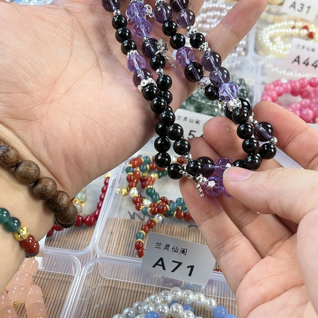 檀香木手串银S925镀金镶嵌