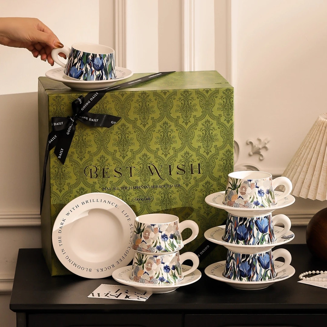 GoingDaily/法式高级感咖啡杯碟礼盒装乔迁礼物精致水杯生日礼物