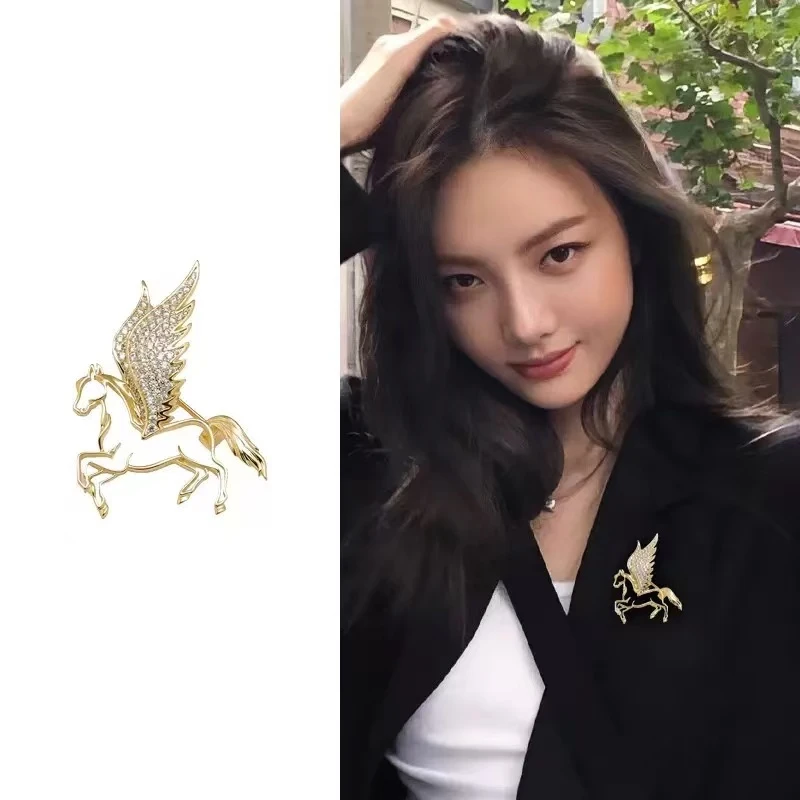 铜合金合成锆石胸针 【以梦为马】胸针超闪精致胸花