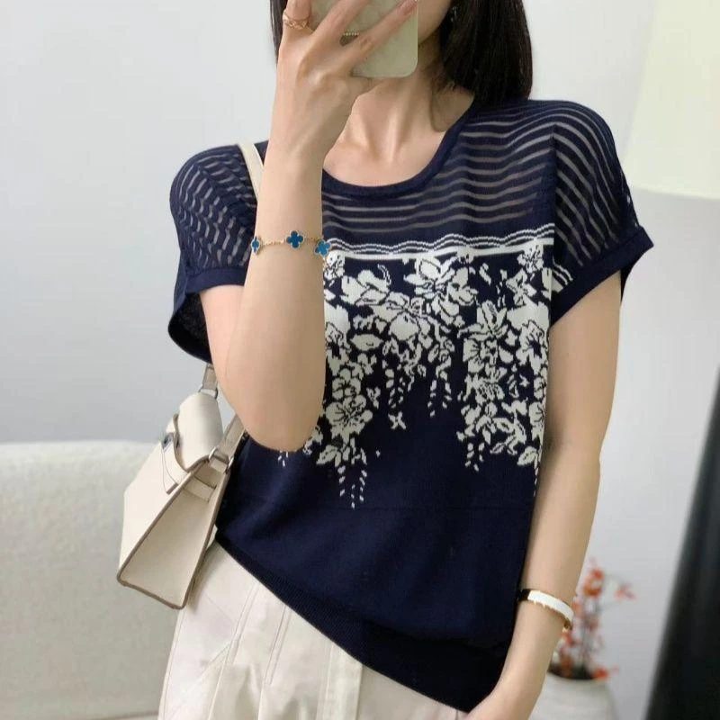 5145【莱赛尔天丝】复古时尚印花短袖女士夏季薄款舒适透气百搭T恤