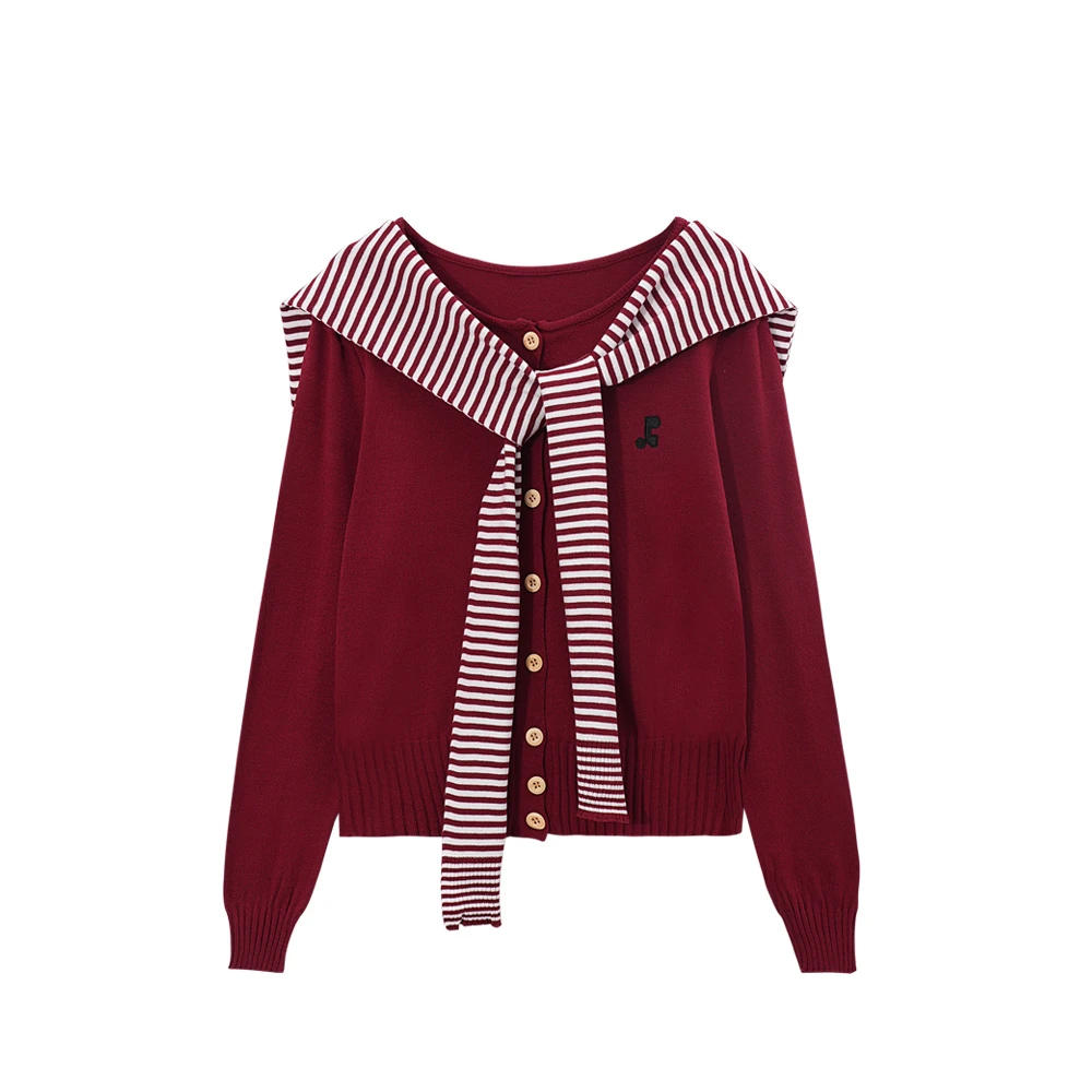 【小依专属】6565:条纹披肩软糯两件套针织衫长袖女早秋款开衫上衣