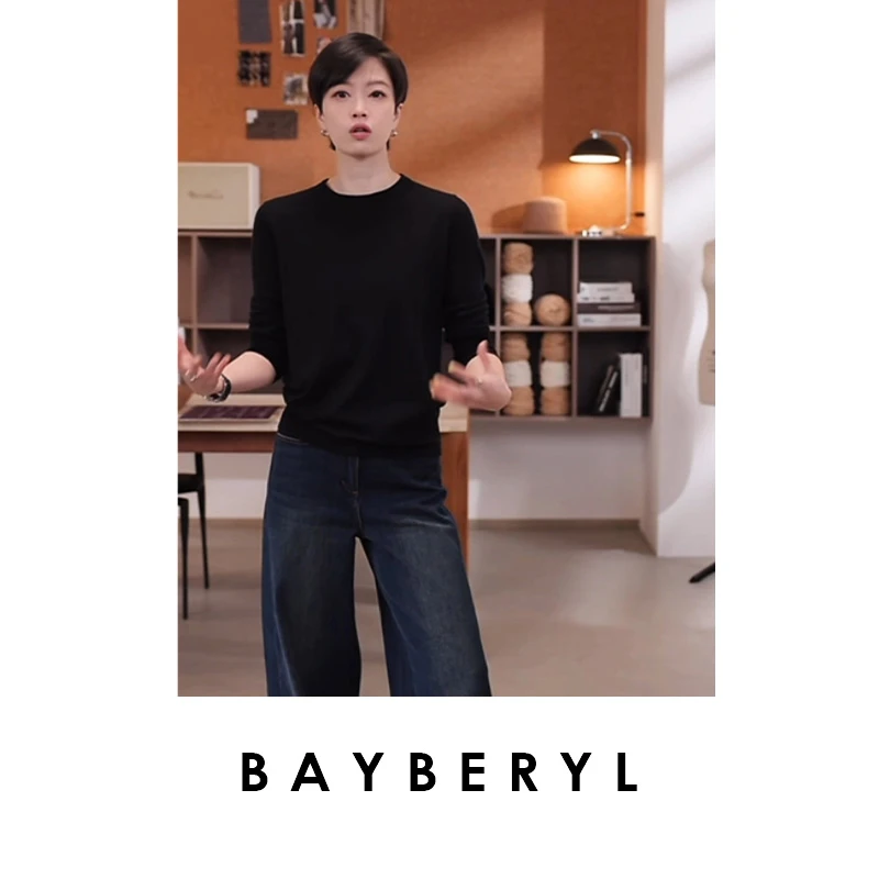 CC10-BAYBERYL老贝暖秋伴侣*羊绒柔圆领打底百搭针织衫ZZS5G1605