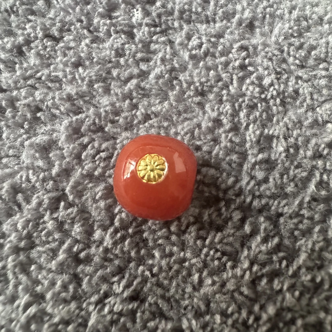 【石趣】南红老型珠直径9和11两个尺寸 镶嵌真金金标