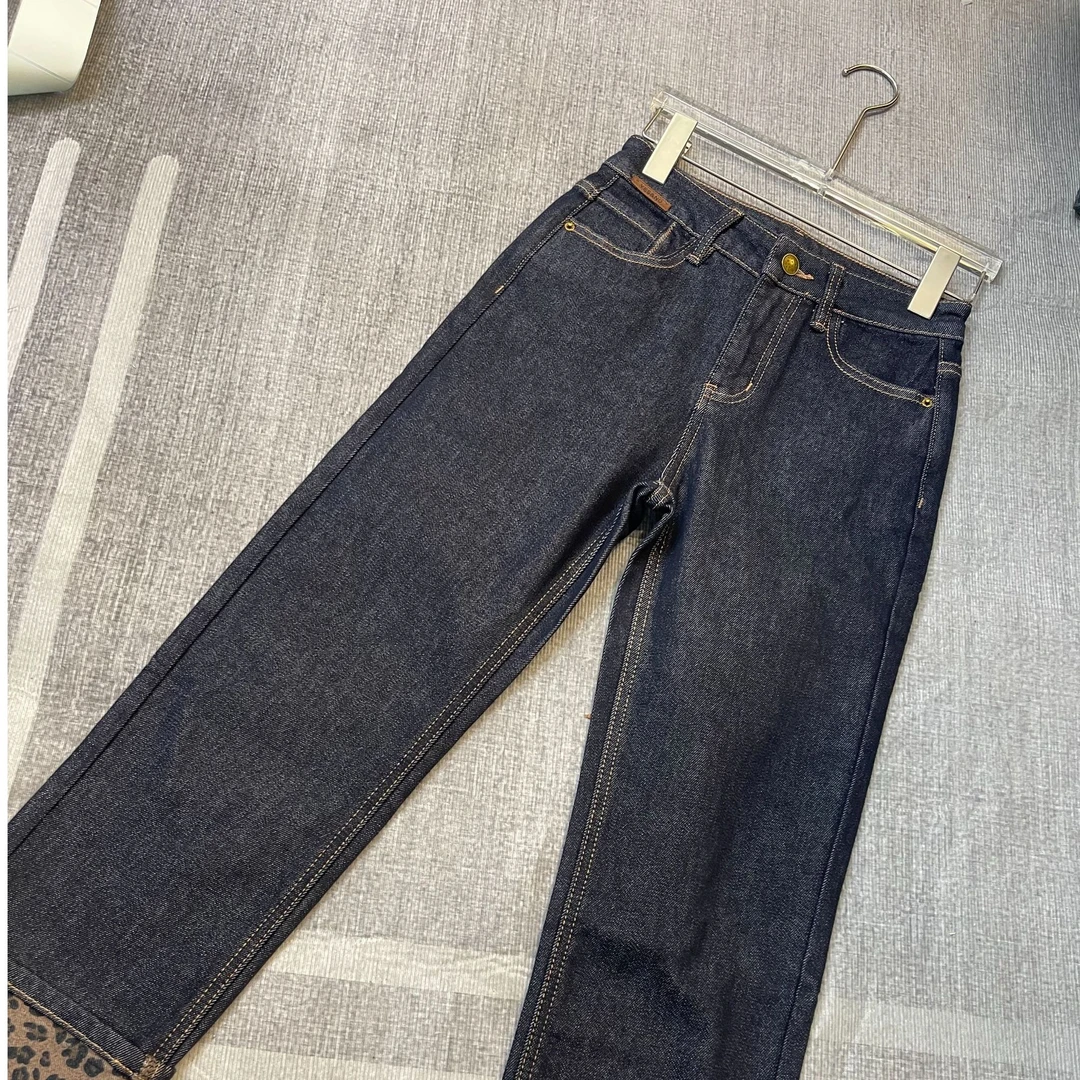 33275#豹纹牛仔裤