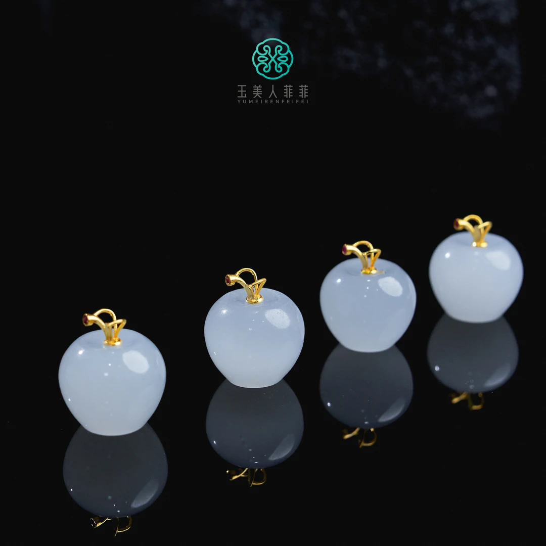 珠光宝气~18K和田玉苹果约14*13mm吊坠~多样性发一