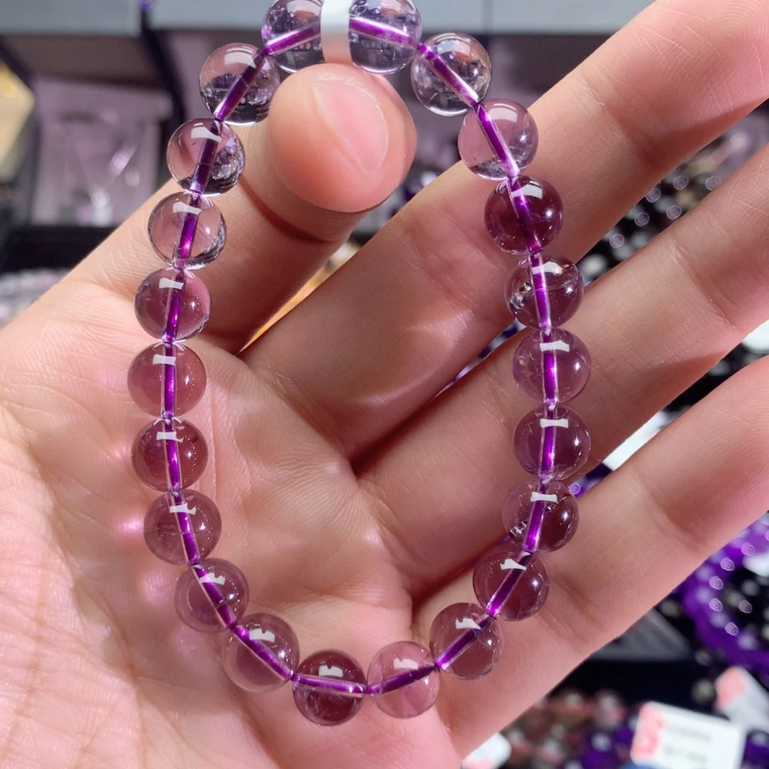 水晶手串未镶嵌醒**雨紫水晶手链9+