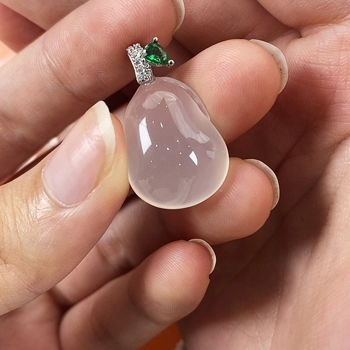 石英质玉银S925镀金镶嵌颈饰