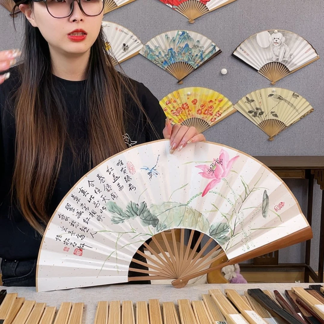 国画10寸-油竹福利折扇（默认粘好）